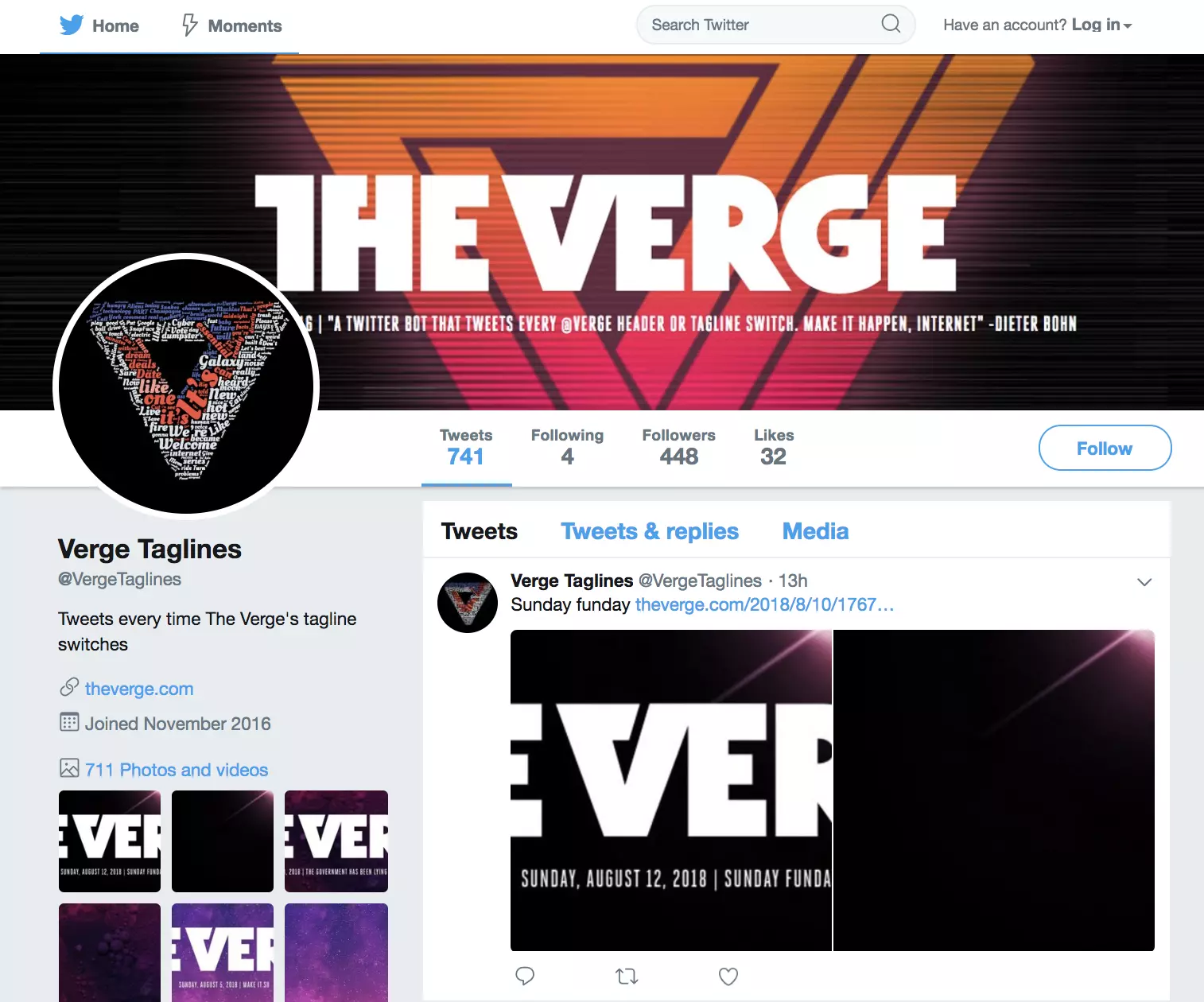 Verge taglines screenshot